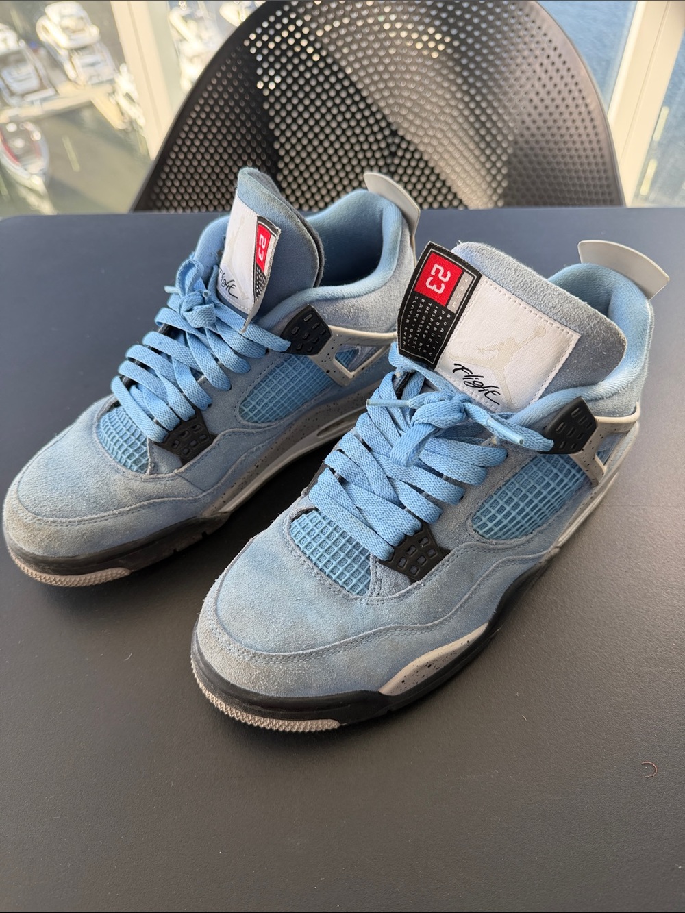 Nike Men's Light Blue Suede Retro Air Jordan 4 Basketball Sneakers